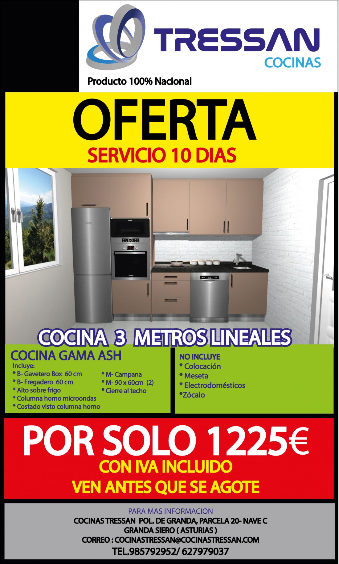 Cocina  3 Metros Gama Ash