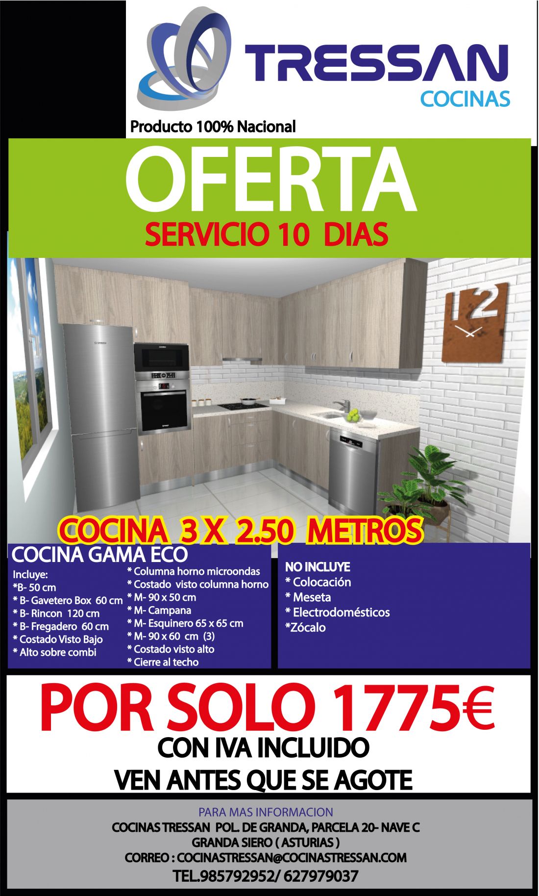 Cocina  3 X 2.50 Metros Gama Eco