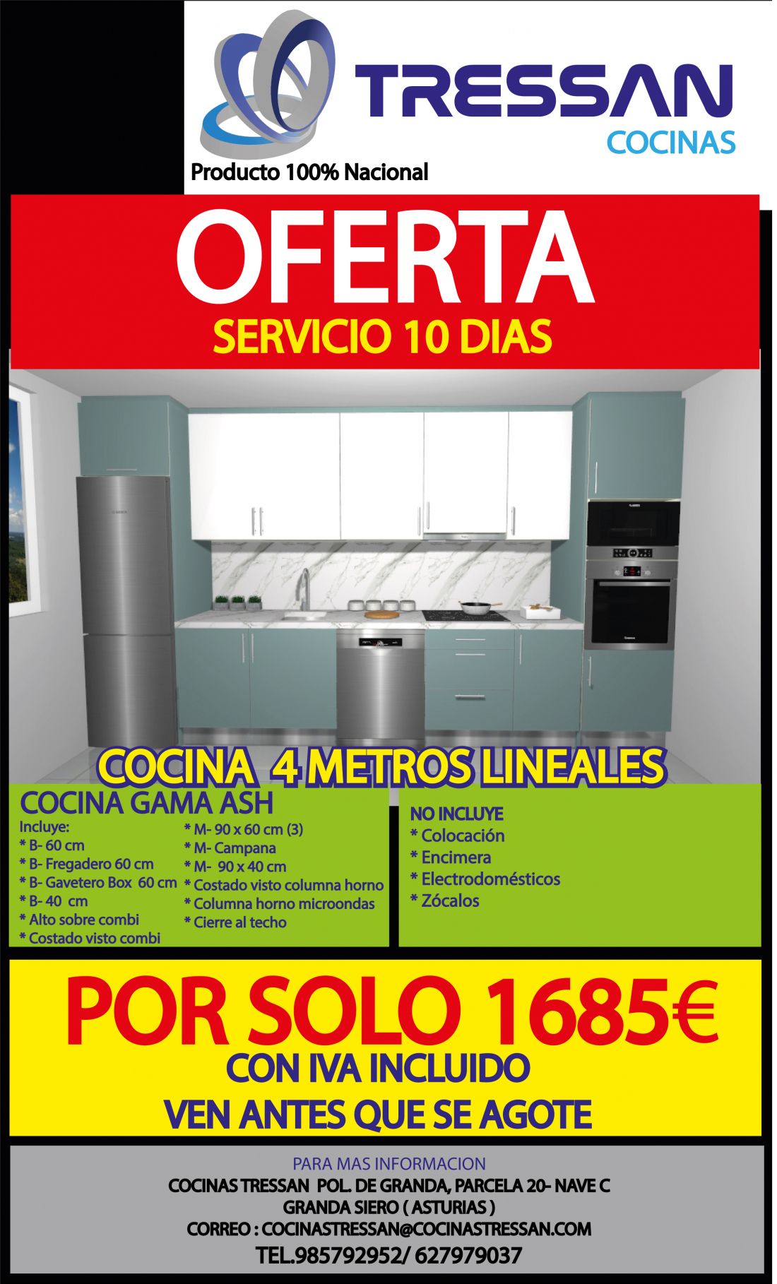 Cocina 4 Metros Gama Ash