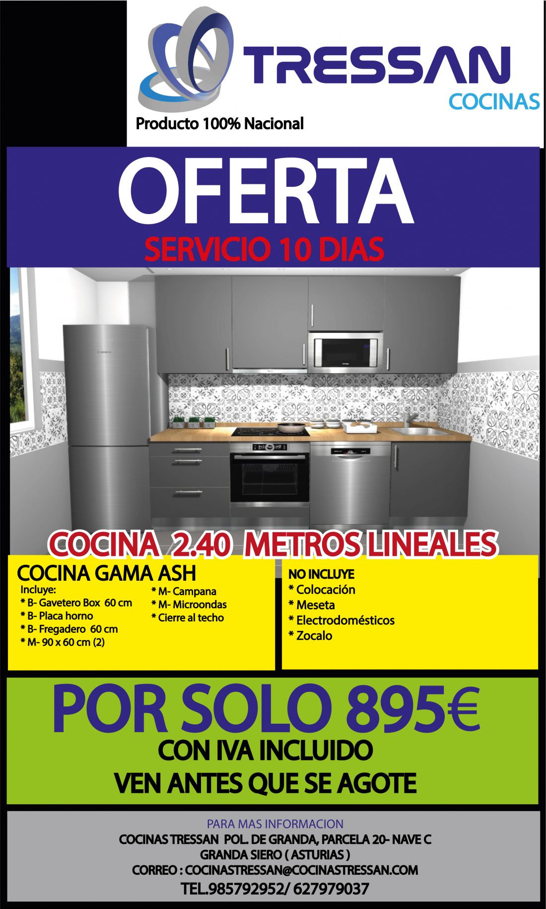 Cocina 2.40 Gama Ash