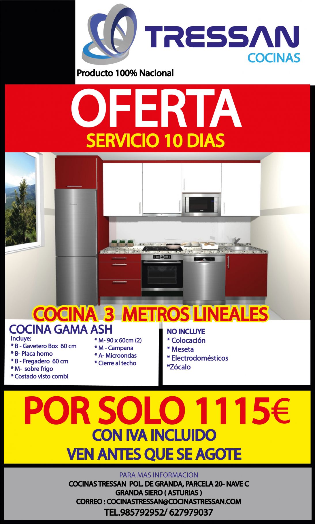 Cocina  3 Metros Gama Ash